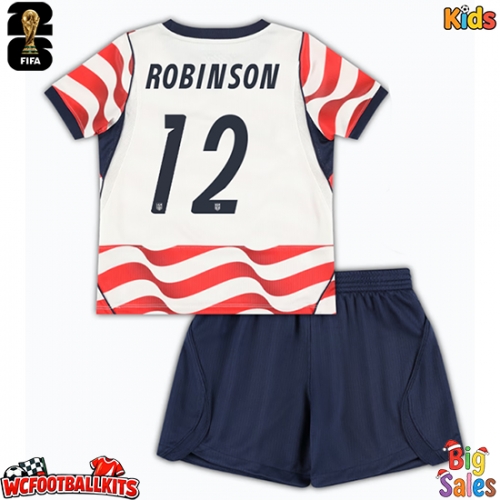 United States Miles Robinson #12 Replica Home Stadium Kit for Kids World Cup 2026 Short Sleeve (+ pants)